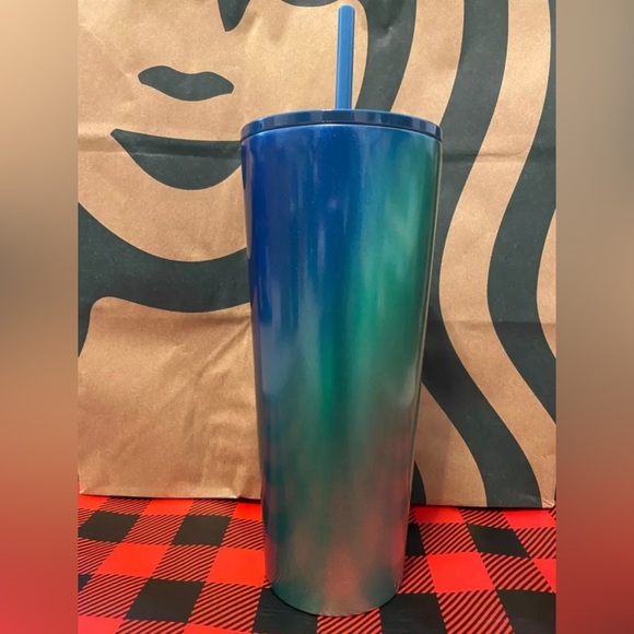 Starbucks 2021 Multi Green/Blue Ombré Gradient 24oz Stainless Steel NWT! - Picture 1 of 6